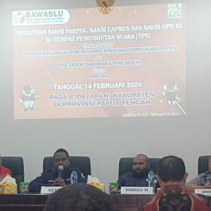 Bawaslu Provinsi Papua Tengah Berikan Pelatihan Saksi Parpol, Capres dan DPD RI